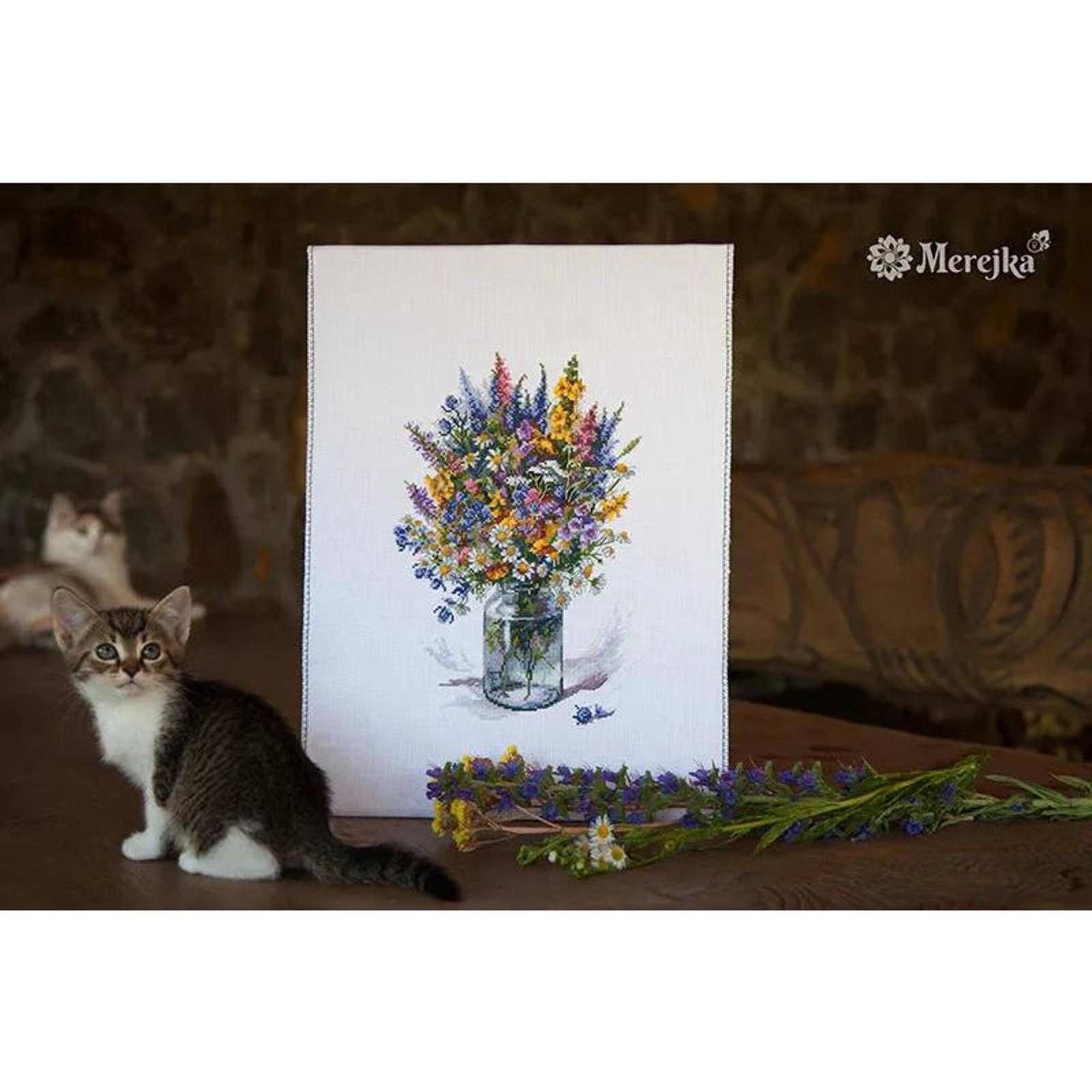 Merejka® The Thistle Bouquet Counted Cross Stitch Kit